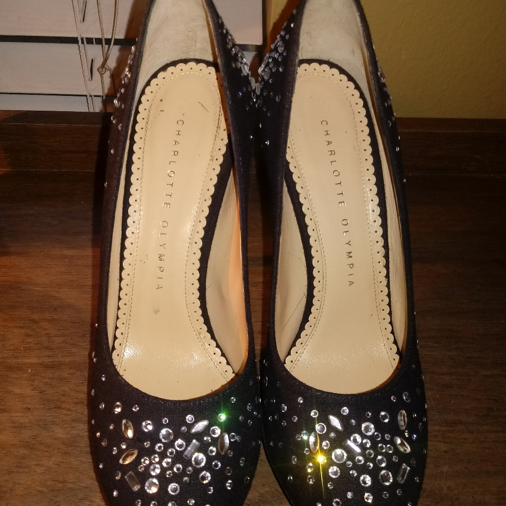 Charlotte Olympia bejeweled dotty heels
